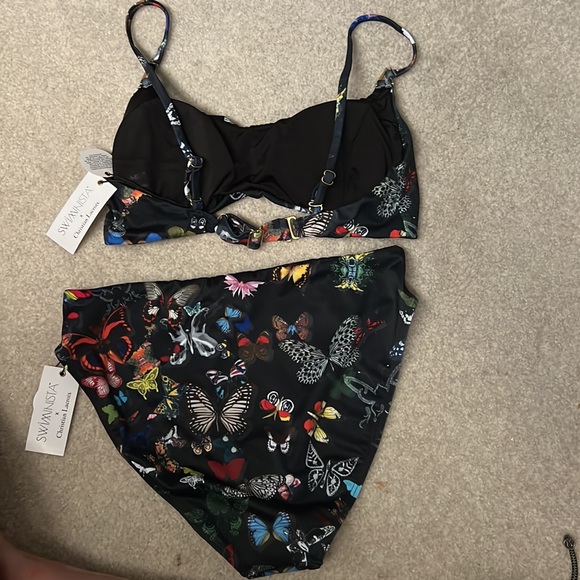 NEW Christian Lacroix bathing suit swimsuit swimming black with butterfly - Picture 5 of 9